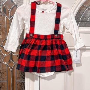 Baby dress with long sleeve onesie.